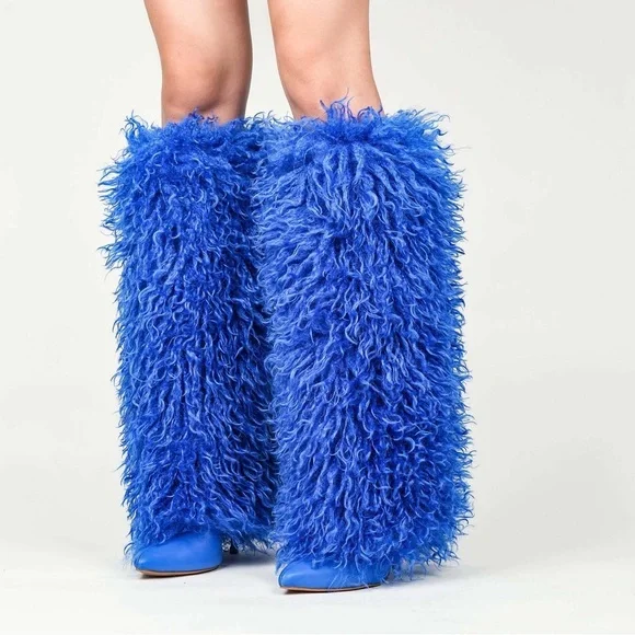 Faux Fur Knee-High Boots - Picture 3 of 4